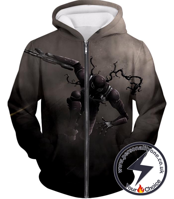 Alien Symbiote Life Venom Grey Zip Up Hoodie